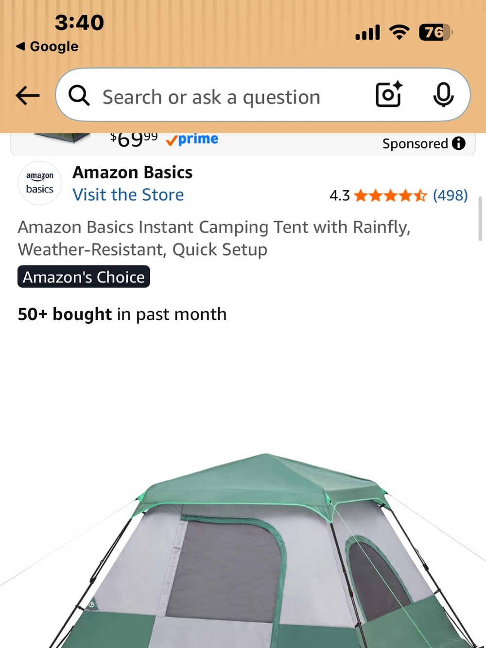 Tent product listing image